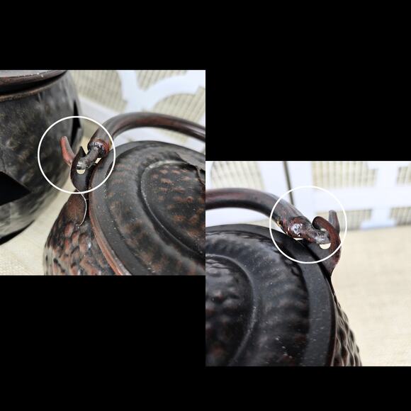 Set of (2) Pumpkin Jack O' Lantern Bronze Hammered Pails/Cauldrons with Handles - Picture 11 of 13
